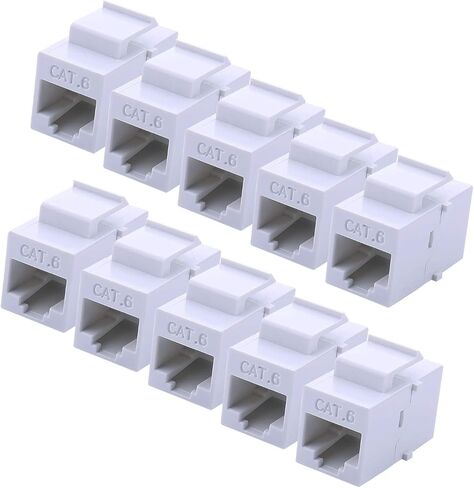 RJ45 Keystone Coupler - 10Pack iGreely Cat6 Cat5e Cat5 Compatible 8P8C Ethernet Network Jack Insert Snap in Adapter Connector Port Inline Coupler for Wall Plate Outlet Panel - Blue in Saudi Arabia