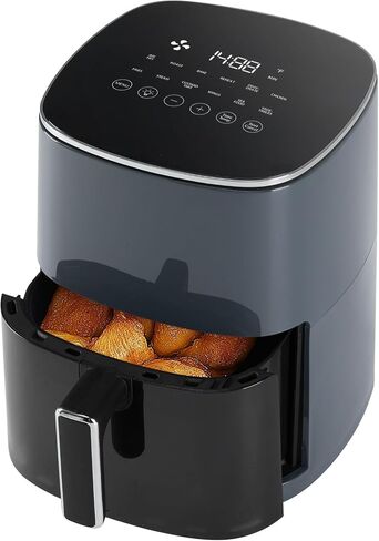 Sweetcrispy 6QT Air Fryer with Window, Square Airfryer Oven 12-in-1 for Family, 400°F Rapid Air Crispy Technology, Roast Bake Dehydrate, Nonstick & Easy-Clean Basket,Drak Grey in Saudi Arabia