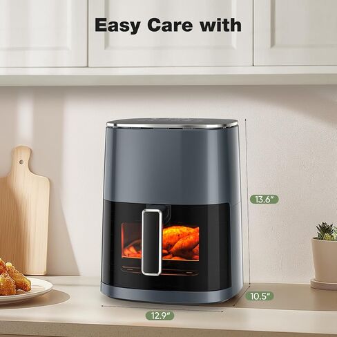 Sweetcrispy 6QT Air Fryer with Window, Square Airfryer Oven 12-in-1 for Family, 400°F Rapid Air Crispy Technology, Roast Bake Dehydrate, Nonstick & Easy-Clean Basket,Drak Grey in Saudi Arabia