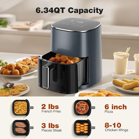Sweetcrispy 6QT Air Fryer with Window, Square Airfryer Oven 12-in-1 for Family, 400°F Rapid Air Crispy Technology, Roast Bake Dehydrate, Nonstick & Easy-Clean Basket,Drak Grey in Saudi Arabia