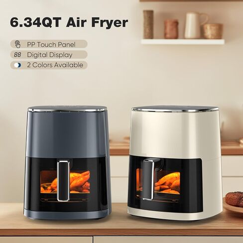 Sweetcrispy 6QT Air Fryer with Window, Square Airfryer Oven 12-in-1 for Family, 400°F Rapid Air Crispy Technology, Roast Bake Dehydrate, Nonstick & Easy-Clean Basket,Drak Grey in Saudi Arabia