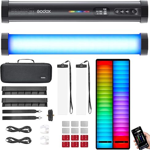 مصباح Godox TL30-K2 RGB LED بالألوان الكاملة، عصا إضاءة أنبوبية CRI97 TLCL99، 2700K-6500K قابلة للتعديل، تصميم مغناطيسي (مجموعة مصابيح Godox TL30 اثنين) in Saudi Arabia