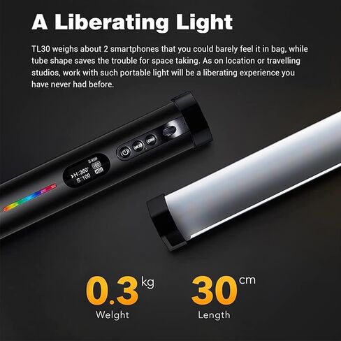 مصباح Godox TL30-K2 RGB LED بالألوان الكاملة، عصا إضاءة أنبوبية CRI97 TLCL99، 2700K-6500K قابلة للتعديل، تصميم مغناطيسي (مجموعة مصابيح Godox TL30 اثنين) in Saudi Arabia