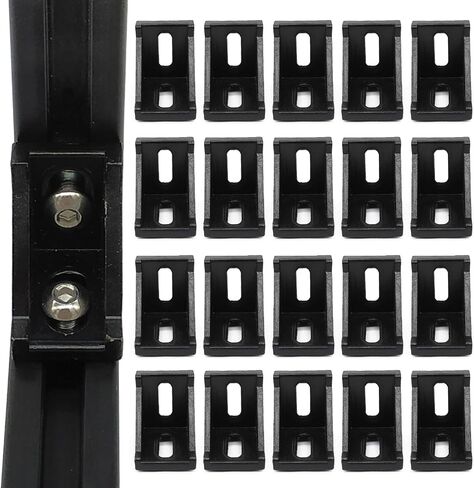 20Sets 10 Series Extrusion Black Brackets 1" x 1" 1010 Aluminum Extrusion Profiles Connector Set, 20pcs 10 Extruded Aluminum Corner with T Slide Nuts Bolts for 10 Series Extru Profiles Rail in Kuwait