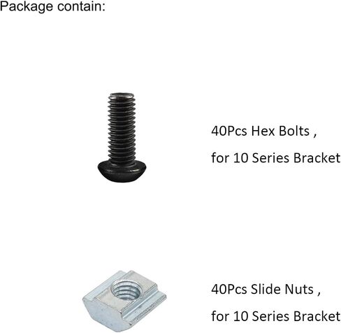 20Sets 10 Series Extrusion Black Brackets 1" x 1" 1010 Aluminum Extrusion Profiles Connector Set, 20pcs 10 Extruded Aluminum Corner with T Slide Nuts Bolts for 10 Series Extru Profiles Rail in Kuwait