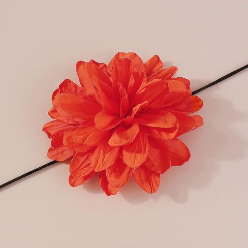 Flower Choker Necklace for Women Rose Floral Choker Tassel Satin Blue/Gold/Silver/Gold Flower Necklace for Girls Vintage Collar Necklace Jewelry in Kuwait