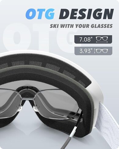 Ski/Snowboard Goggles for Men Women, OTG Snow Goggles Anti Fog 100% UV Protection Snowboarding Goggles in Kuwait