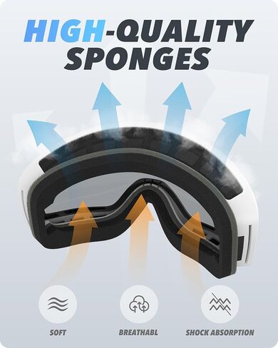 Ski/Snowboard Goggles for Men Women, OTG Snow Goggles Anti Fog 100% UV Protection Snowboarding Goggles in Kuwait