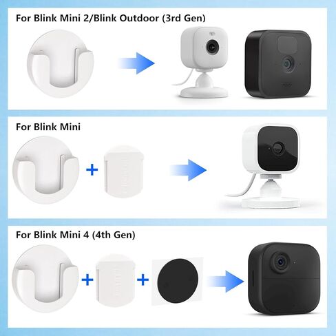 3 عبوات من حامل التثبيت على الحائط بدون ثقب لجهاز Blink Mini/Mini 2 /Blink Outdoor (الجيل الثالث) /Blink Outdoor 4 (الجيل الرابع)، دعامة تثبيت كاميرا لاصقة قوية، بدون براغي، سهلة التركيب (أبيض) in Kuwait