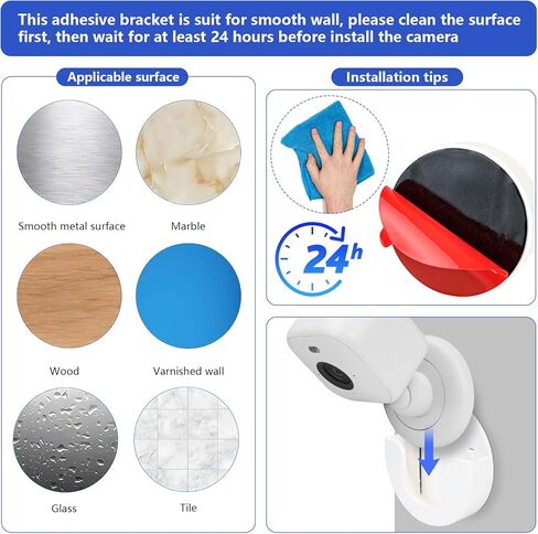 3 عبوات من حامل التثبيت على الحائط بدون ثقب لجهاز Blink Mini/Mini 2 /Blink Outdoor (الجيل الثالث) /Blink Outdoor 4 (الجيل الرابع)، دعامة تثبيت كاميرا لاصقة قوية، بدون براغي، سهلة التركيب (أبيض) in Kuwait