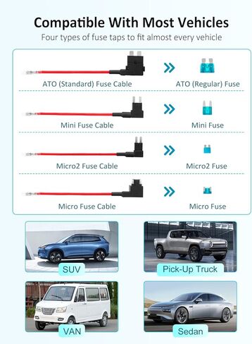 NexiGo Dash Cam Hardwire Kit مع مجموعة الصمامات لـ D90 (الجيل 3)، طقم أسلاك 11.48FT لكاميرا Dash Cam مع منفذ من النوع C، حماية الجهد المنخفض، مراقبة 24 ساعة، 12 فولت - 24 فولت إلى 5 فولت / 3 أمبير in Kuwait