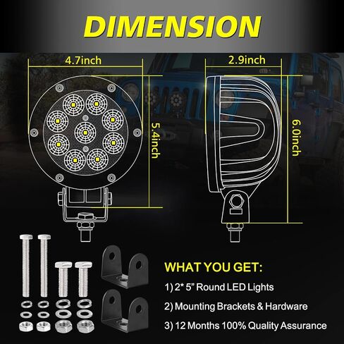 5 Inch 90W Round Spot LED Lights CREE LED Off Road Lights 9000LM Round LED Fog Lights Driving Light Bumper Lights 2PCS for Truck Pickup UTV ATV Golf Cart Tractor Jeep in Saudi Arabia