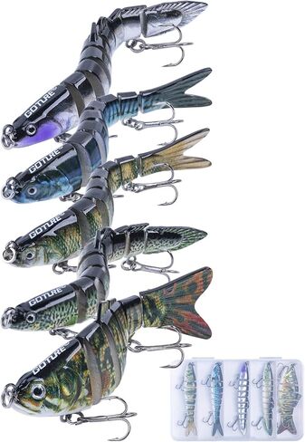 Goture Bass الصيد السحر، نابض بالحياة صوتها سويمبيت لباس سمك السلمون المرقط Walleye الكرابي بايك، بطيئة غرق جزء السباحة الطعم الصيد السحر للمياه العذبة والمياه المالحة، باس السحر مع صندوق معالجة in Kuwait