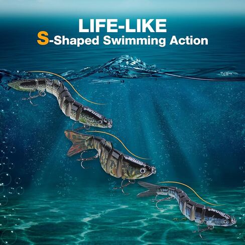 Goture Bass الصيد السحر، نابض بالحياة صوتها سويمبيت لباس سمك السلمون المرقط Walleye الكرابي بايك، بطيئة غرق جزء السباحة الطعم الصيد السحر للمياه العذبة والمياه المالحة، باس السحر مع صندوق معالجة in Kuwait