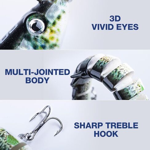 Goture Bass الصيد السحر، نابض بالحياة صوتها سويمبيت لباس سمك السلمون المرقط Walleye الكرابي بايك، بطيئة غرق جزء السباحة الطعم الصيد السحر للمياه العذبة والمياه المالحة، باس السحر مع صندوق معالجة in Kuwait