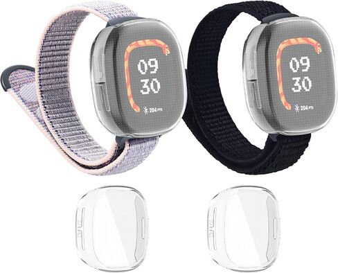 Elastic Braided Bands with Protector Case Compatible with Fitbit Google Ace LTE for Kids, 2Pack Breathable Adjustable Stretchy Soft Nylon bands Replacement Wrist Stretchy Bands in Saudi Arabia