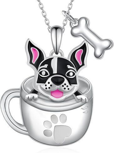 SVODEA Black Cat Necklace for Girls,925 Sterling Silver Cup Cat Pendant Fish Necklaces,Cute Animal Jewelry Gift for Women Mom Daughter Wife,18''-20'' in Kuwait