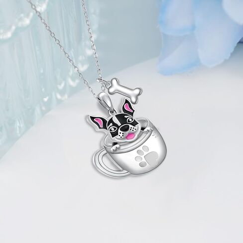 SVODEA Black Cat Necklace for Girls,925 Sterling Silver Cup Cat Pendant Fish Necklaces,Cute Animal Jewelry Gift for Women Mom Daughter Wife,18''-20'' in Kuwait
