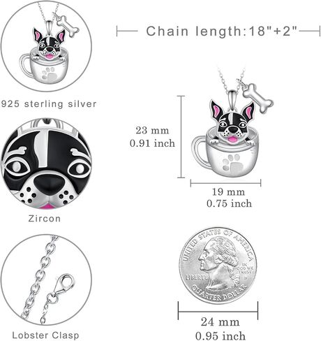 SVODEA Black Cat Necklace for Girls,925 Sterling Silver Cup Cat Pendant Fish Necklaces,Cute Animal Jewelry Gift for Women Mom Daughter Wife,18''-20'' in Kuwait