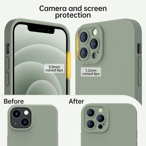 حافظة مغناطيسية لهاتف iPhone 13 Pro مع واقي شاشة - متوافقة مع MagSafe - حماية مطورة للكاميرا - حافظة هاتف واقية مقاومة للصدمات من السيليكون مقاس 6.1 بوصة للرجال والنساء والفتيات، أزرق بورسلين in Kuwait
