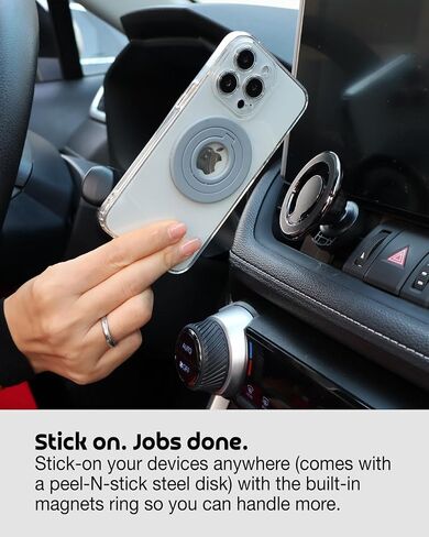 UKJENT Phone Ring Holder Grip - Compatible MagSafe, Ultra Thin Flat Phone Grip for Wireless Charging Car Mount MagSafe Accessories, Strong Adhesive Finger Holder Grip, Black in Saudi Arabia