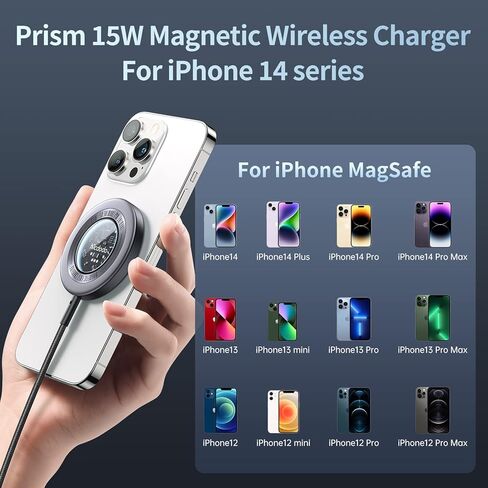 شاحن لاسلكي مغناطيسي من ماكدودو، لوحة شحن لاسلكية بقدرة 15 وات شاحن iPhone Magsafe سريع متوافق مع سلسلة iPhone 14/14 Pro/14 Pro Max/13/12 in Kuwait