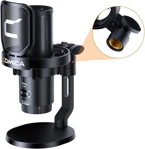 comica EJoy Uni (D)-White Microphone for Computer and Smartphone,RGB Cardioid Condenser Gaming Mic for Podcasting,Streaming,Recording,with Desktop Stand in Kuwait