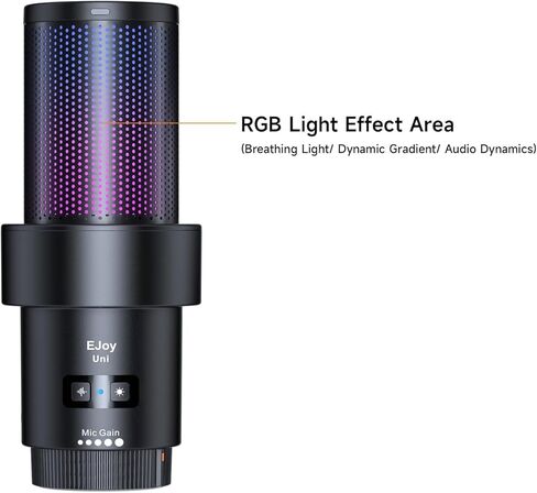 comica EJoy Uni (D)-White Microphone for Computer and Smartphone,RGB Cardioid Condenser Gaming Mic for Podcasting,Streaming,Recording,with Desktop Stand in Kuwait