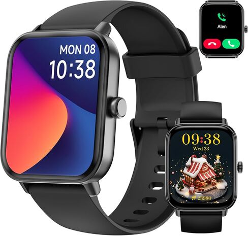 ساعة ذكية للرجال والنساء، جهاز تتبع اللياقة البدنية 1.8 بوصة، متوافق مع Android iPhone Alexa مدمج، مع مراقب النوم SpO2 لمعدل ضربات القلب، مقاومة للماء IP68، الرد على المكالمات وإجراء المكالمات، 120+ وضع رياضي in Kuwait