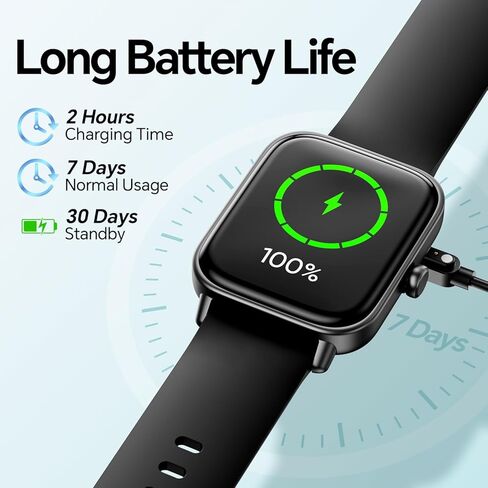 ساعة ذكية للرجال والنساء، جهاز تتبع اللياقة البدنية 1.8 بوصة، متوافق مع Android iPhone Alexa مدمج، مع مراقب النوم SpO2 لمعدل ضربات القلب، مقاومة للماء IP68، الرد على المكالمات وإجراء المكالمات، 120+ وضع رياضي in Kuwait