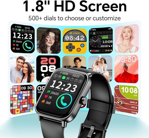ساعة ذكية للرجال والنساء، جهاز تتبع اللياقة البدنية 1.8 بوصة، متوافق مع Android iPhone Alexa مدمج، مع مراقب النوم SpO2 لمعدل ضربات القلب، مقاومة للماء IP68، الرد على المكالمات وإجراء المكالمات، 120+ وضع رياضي in Kuwait