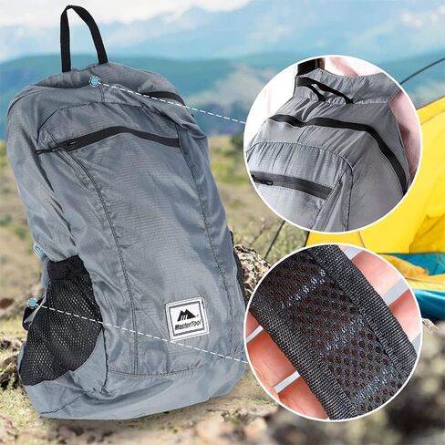 Hiking Daypack, Water Resistant Lightweight Foldable Backpack for Travel Camping Outdoor, Black, 20L in Saudi Arabia