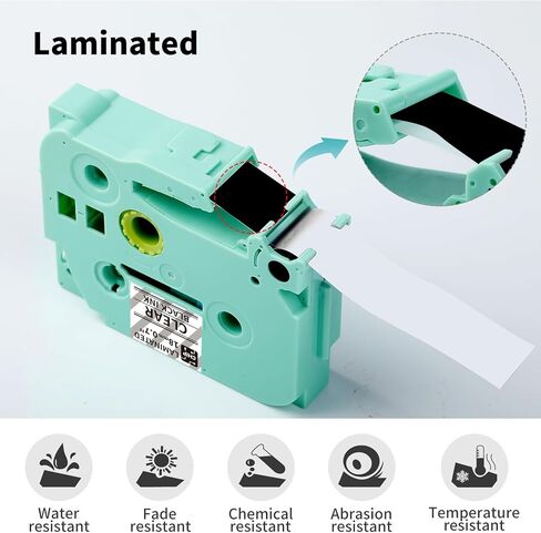 شريط ملصقات D480BT 4B11Z، بديل شريط ملصقات Brother المتوافق لشريط ملصقات Brother TZe المصفح P Touch 18 مم 0.7 بوصة أسود على شفاف لPTD400 PTD410 PTD460 PTD600 PTD610، 3 عبوات in Kuwait