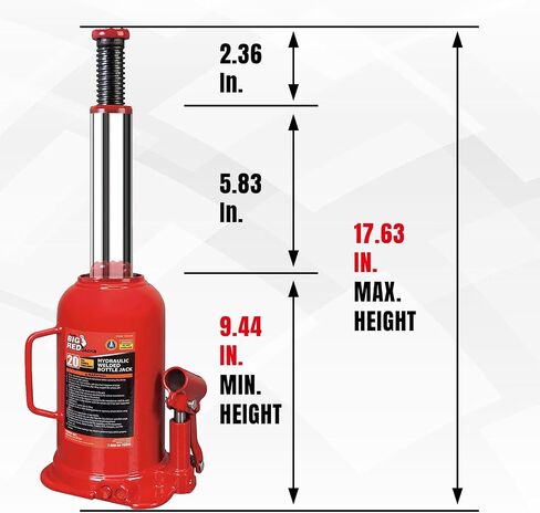 BIG RED T91207A-1 Torin Hydraulic Stubby Low Profile Bottle Jack, 12 Ton (24,000 LBs),Red in Saudi Arabia
