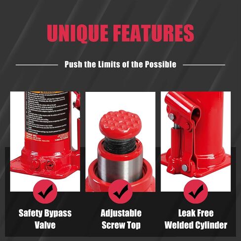 BIG RED T91207A-1 Torin Hydraulic Stubby Low Profile Bottle Jack, 12 Ton (24,000 LBs),Red in Saudi Arabia
