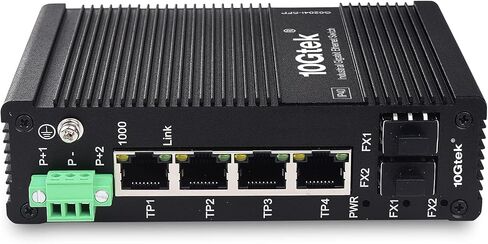 10Gtek Industrial IP40, 6-Port Gigabit Ethernet Switch (w/20-km SFP transceiver), G0204i, DIN-Rail Mount (Power Supply is not Included) in Kuwait