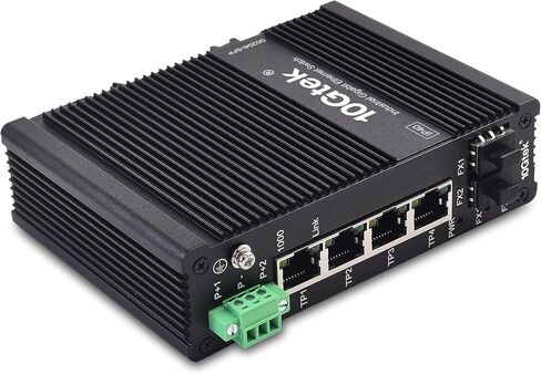 10Gtek Industrial IP40, 6-Port Gigabit Ethernet Switch (w/20-km SFP transceiver), G0204i, DIN-Rail Mount (Power Supply is not Included) in Kuwait