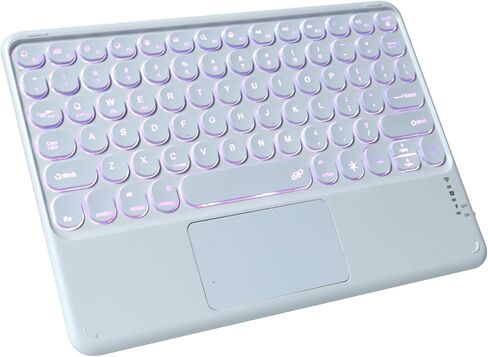 Slim Portable Wireless Bluetooth Keyboard,10 inch 7 Colors Backlit Rechargeable Keyboard for Android Tablet Cell Phone Smartphone iPad iOS Windows Universal Devices (White) in Kuwait