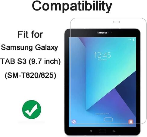 واقي شاشة لجهاز Samsung Galaxy Tab S3 (9.7 بوصة) من الزجاج المقسى، صلابة 9H مضادة للخدش، خالية من الفقاعات، سهلة التركيب. (عبوة واحدة) in Saudi Arabia