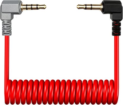 TRS to TRRS Cable 3.5mm Microphone Cable, 1/8 Male to Male Coiled Right Angle Mic Cord Compatible iPhone, Smartphone with Tablets (Black) in Kuwait