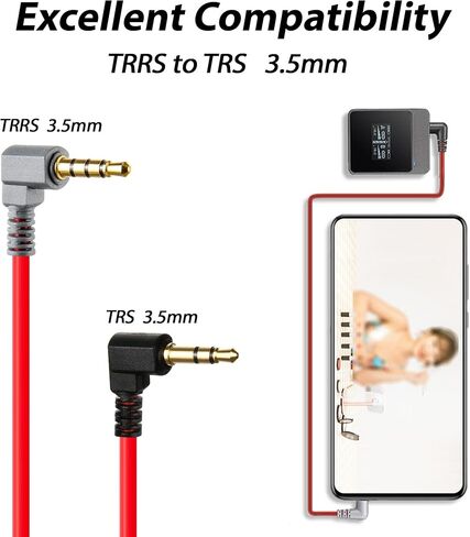 TRS to TRRS Cable 3.5mm Microphone Cable, 1/8 Male to Male Coiled Right Angle Mic Cord Compatible iPhone, Smartphone with Tablets (Black) in Kuwait