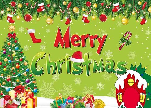 عيد ميلاد سعيد خلفية خضراء شجرة عيد الميلاد منزل الشتاء ندفة الثلج التصوير خلفية الأطفال عيد الميلاد عيد الميلاد الشتاء الأسرة عطلة استحمام الطفل موضوع لطيف الديكور الطرف (7x5FT) in Saudi Arabia
