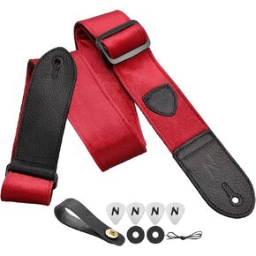 Nefelibata Guitar Strap,Double Full-Grain Leather Ends,Vintage Velvet Strap/FREE BONUS-4 Picks+Strap Locks+Strap Button,Gift For Bass,Electric&Acoustic Guitars(Vintage Charming Purple)