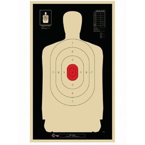 Official B-34 Target, 25 Yard Police Pistol Silhouette Target, Reduced from 50 Yard B-27