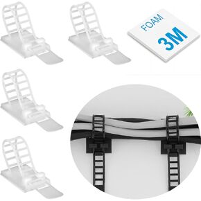 Cable Ties Cable Clips Cable Management,Under Desk Wire Management Cord Clips Under,Desk Cable Management Reusable Zip Ties Wire Organizer Under Desk 50 packs (Black)