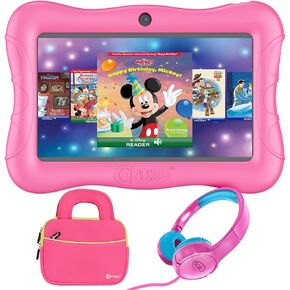 Contixo 7 inch Kids Tablet Bundle, Android Tablet and Kids Wired Headphones, Toddler Tablet with 50+ Disney Storybooks & Stickers, WiFi, 32GB ROM, Learning Tablet for Kids, Purple