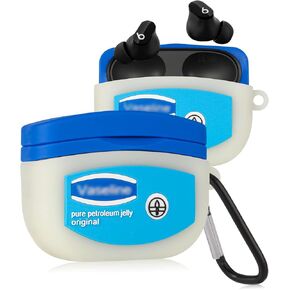 Jowhep Case for Beats Studio Buds Funny Unique 3D Design Cute Silicone Cover Fashion Kawaii Cool Fun Cartoon Wireless Powerbeats Cases for Beats Earbuds Headphones for Girls Boys Teen (Blue and White)