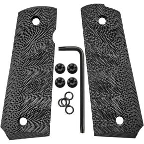 Cool Hand 1911 G10 Grips, for Full Size Government Commander, Gun Screws Included, Standard/Magwell Cut, for Left and Right Handed, Finger Grooves, Ambi Safety Cut
