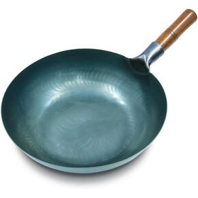 Carbon Steel frying pan, Carbon Steel skillet,Traditional Hand Hammered Wok Pan,13 Inch,frying pan,skillet,wok pan (White skillet)