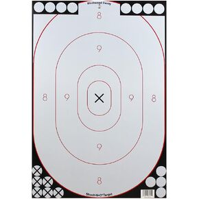 Birchwood Casey Shoot-N-C 12" X 18" Oval White & Black Silhouette Reactive Target - Highly Visible Instant Feedback Self-Adhesive Shooting Target Stickers with Repair Pasters - 5 Targets, 90 Pasters